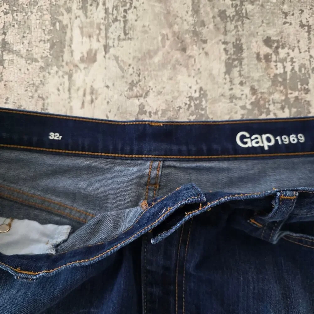 Gap 1969 Distressed 5 Pocket A-line Denim Pencil Skirt Sz 32R